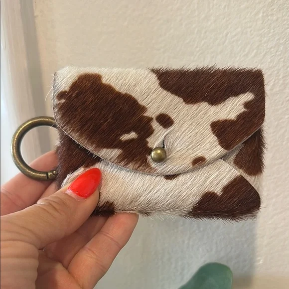 Cowhide Key & Card Holder - Brown and Gray - Picture 5 of 6